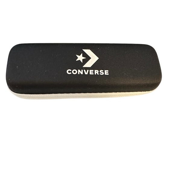 Converse Black & White Zip Open Eyeglass Case OS No Glasses - Picture 1 of 7